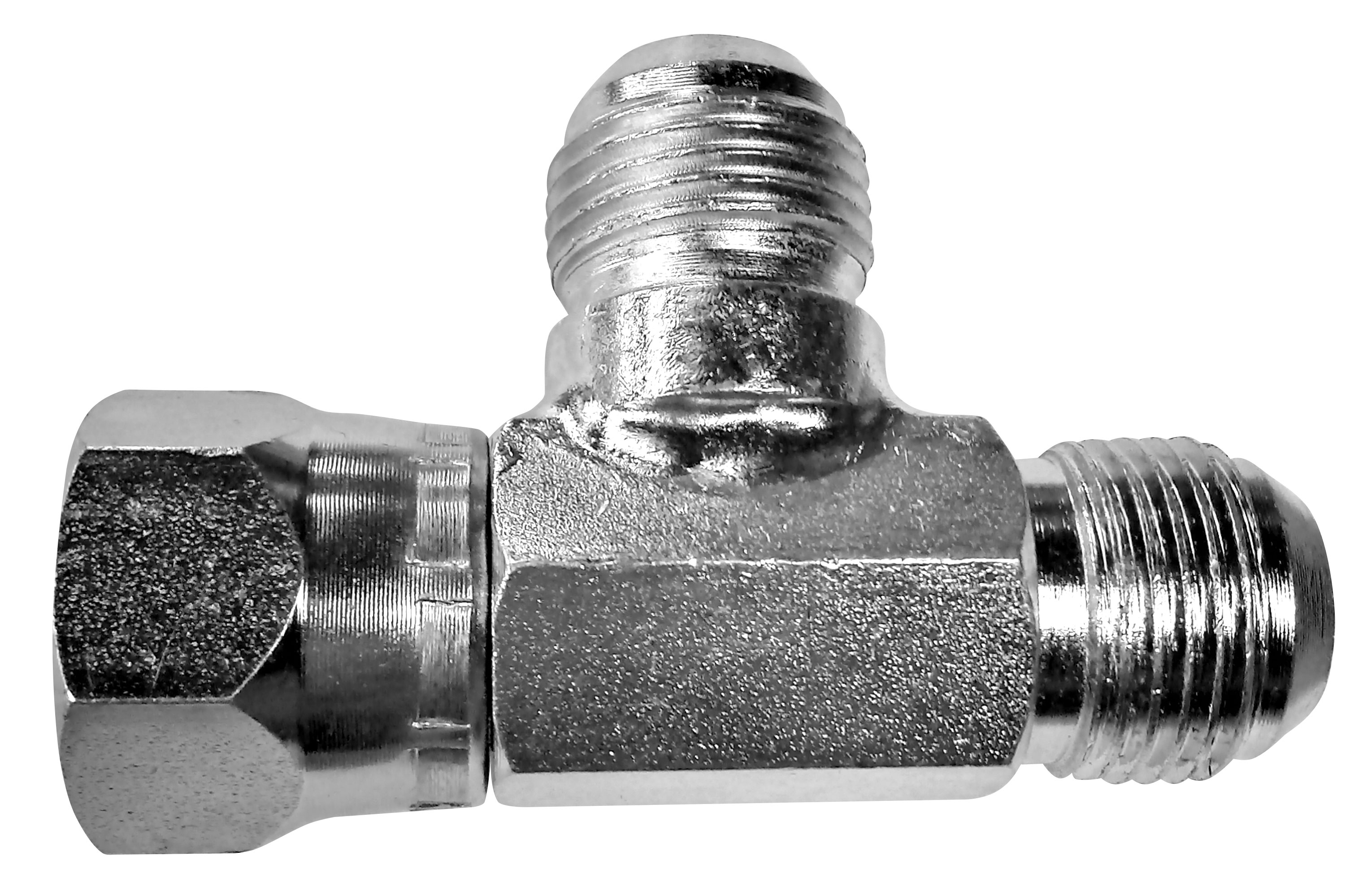 TEE FÊMEA JIC UNF LATERAL X MACHO JIC UNF CENTRAL / LATERAL